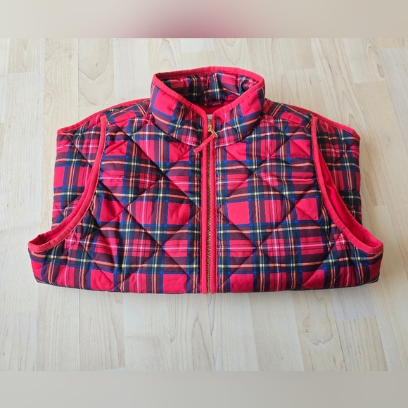 J. Crew plaid tartan puffer vest size small - Picture 1 of 9